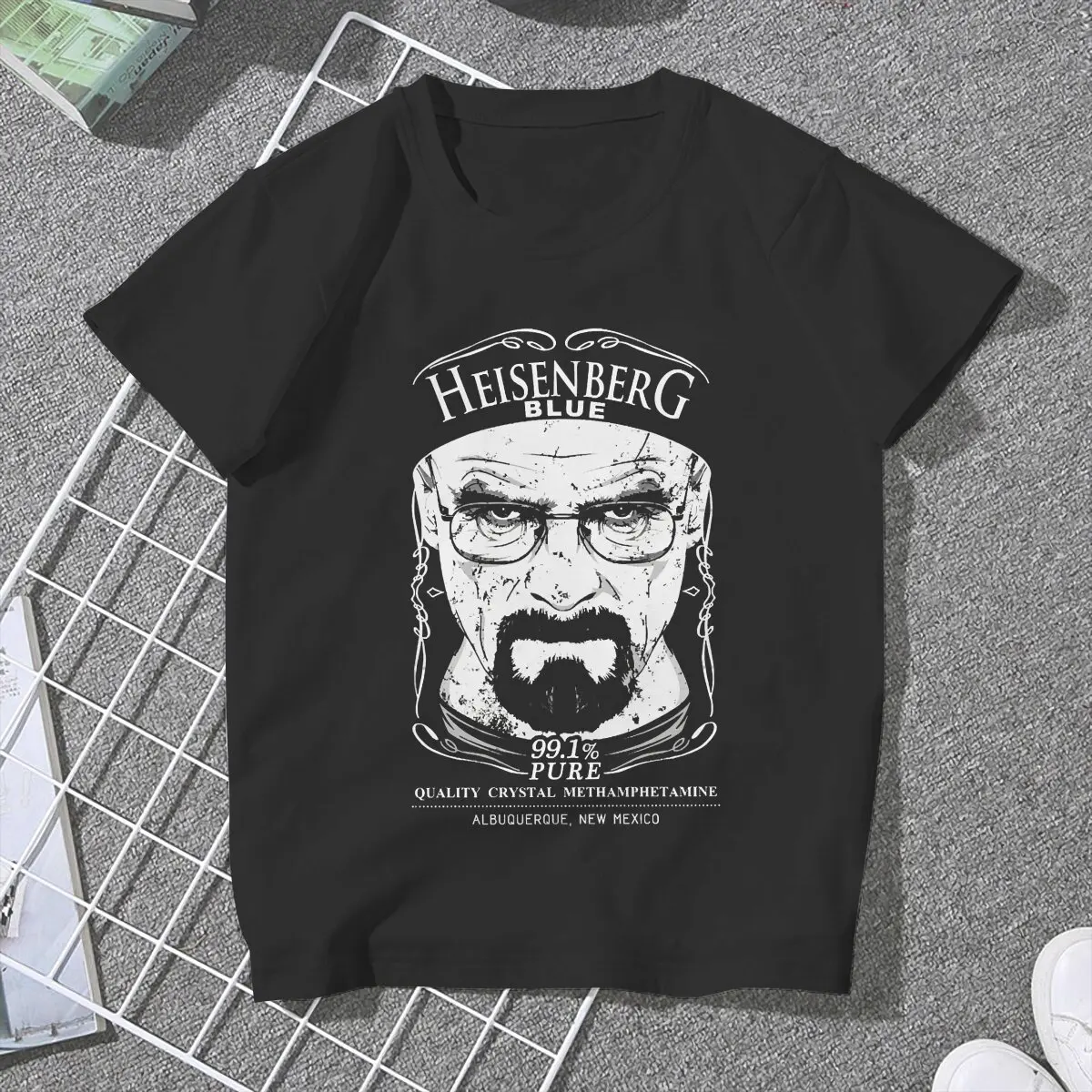 Awesome Heisenberg  Blue T-Shirt for Women Round Collar T Shirts Breaking Bad Walter White TV Short Sleeve Tees