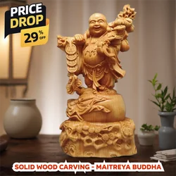 Natural Cypress Cloth Bag Maitreya Laughing Buddha Statue,Lucking ornaments ,Home Room Office Feng Shui Characters Statue