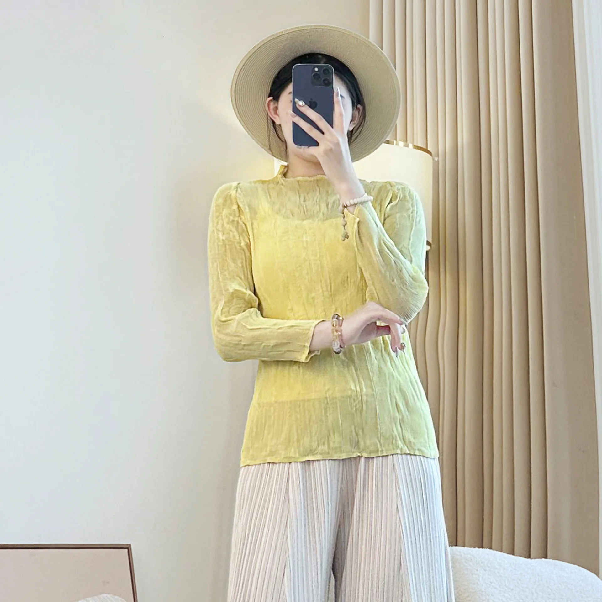 

Женская приталенная базовая рубашка, однотонная, с круглым вырезом, с длинными рукавами, свободная, большого размера, эластичный дизайн, осень 2022, новая женская футболка с верхом