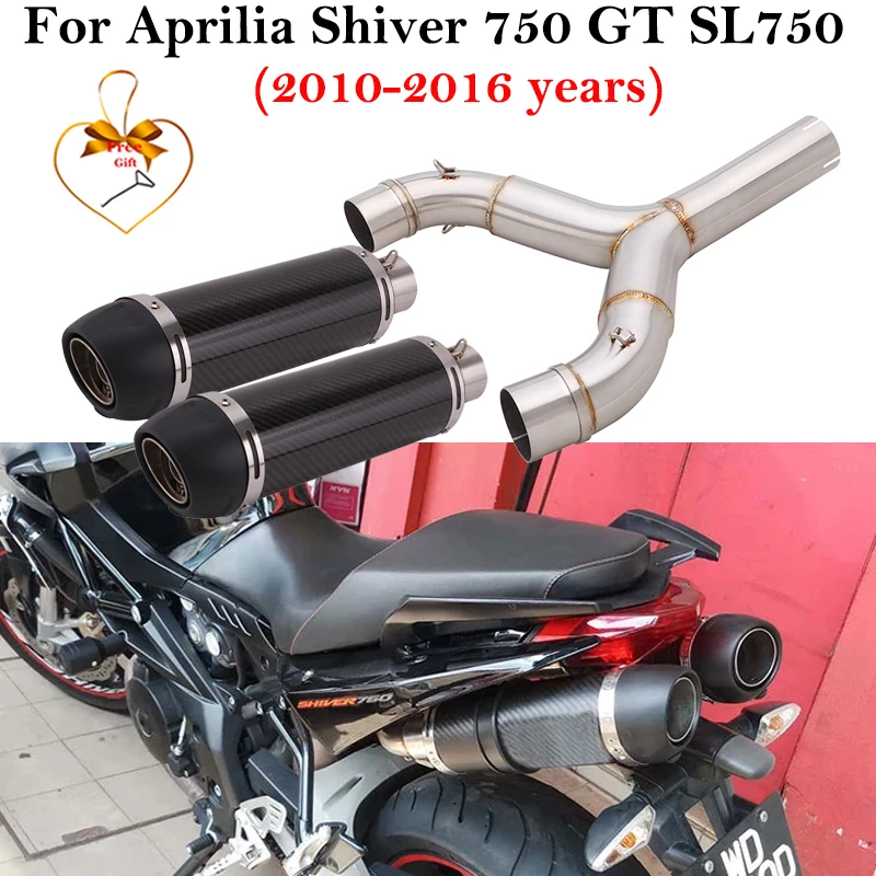 Slip On For Aprilia Shiver 750 SL750 SHIVER750 GT 750GT 2010 - 2016 Motorcycle Exhaust Middle Link Carbon Pipe Escacpe Leovince