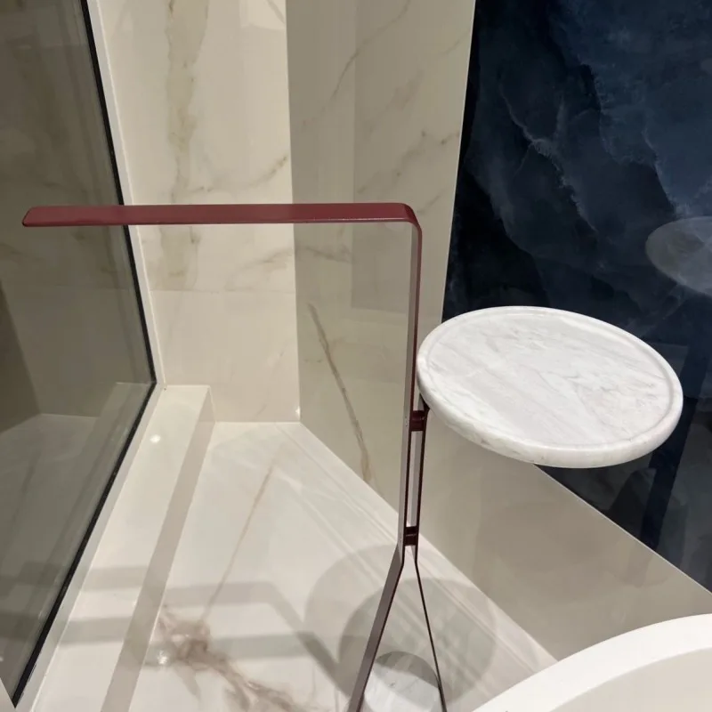 Marble bathtub rack, bathroom side bathroom toilet towel, no punching minimalist floor towel rack