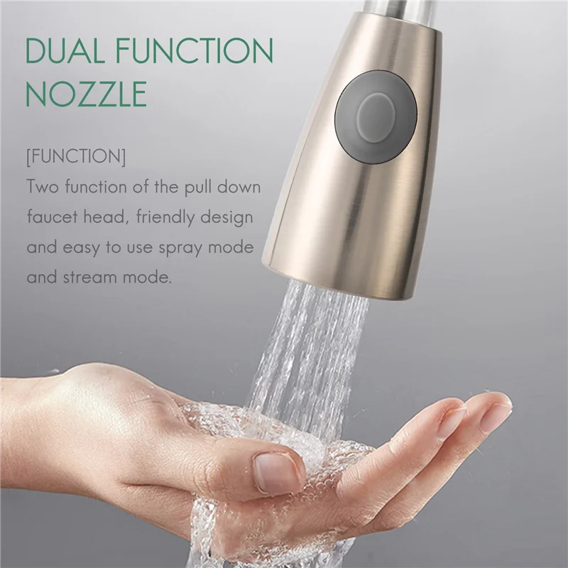 -Parti di ricambio per rubinetto lavello da cucina ABLP Testa di spruzzo per rubinetto estraibile, solo per connettore G1/2, finitura in nichel spazzolato