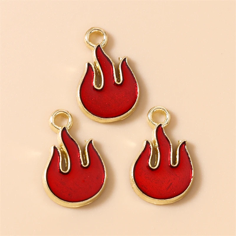 20 Stück 10x16mm Niedliche Emaille-Flammen-Anhänger für die Herstellung von Ohrringen, Halsketten, Armbändern, DIY Handarbeiten, Schmuckzubehör – Detail 5