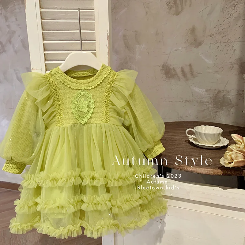 

Girls' Mesh 2025 New Korean Style Fashionable Dress For Girls, Baby, Children's Autumn Outfit