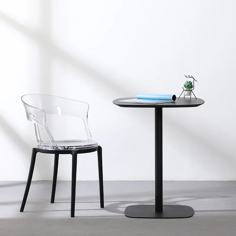 

Household small apartment round table dining table white small square table eating simple meeting Internet celebrity