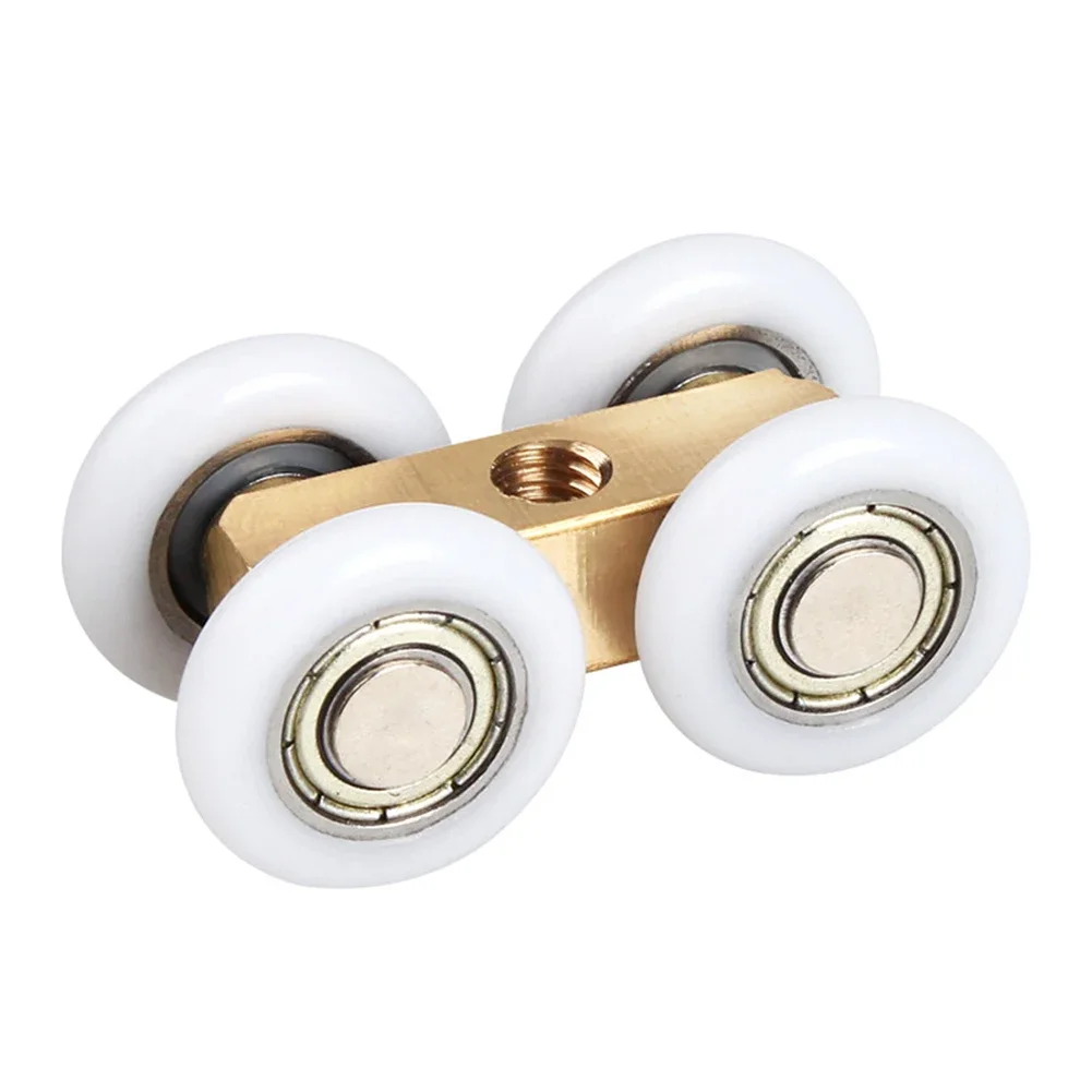 2Pcs Shower Room Copper Four-wheel Hanging Pulley Roller For Bathroom Glass Slide Door Waterproof Bearing Crane Toilet Door