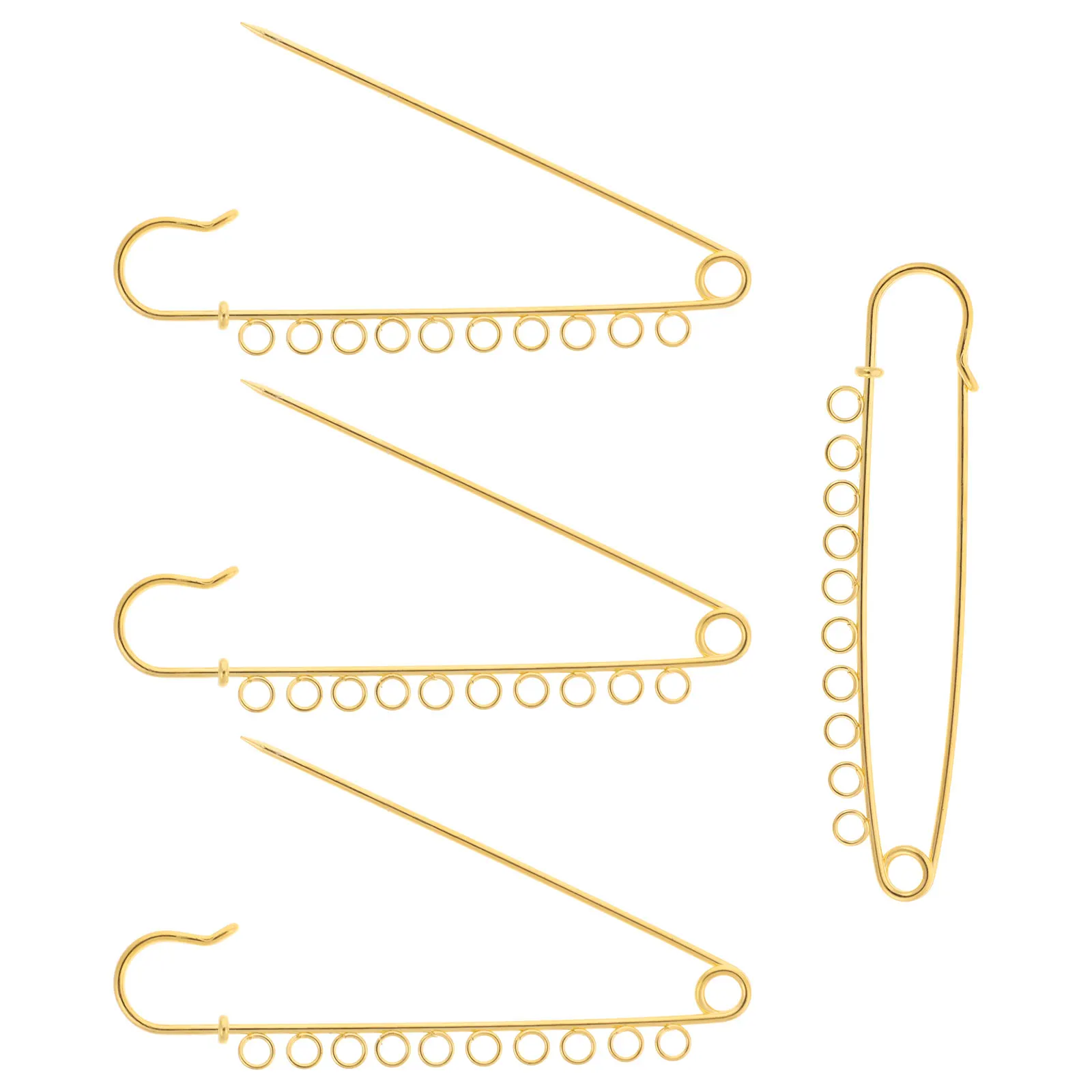 

4Pcs Safety Pin Metal Brooch Kilts Needles Loops Durable DIY Brooch Pin Crafts Findings for Clothing Fixing Clasp for DIY