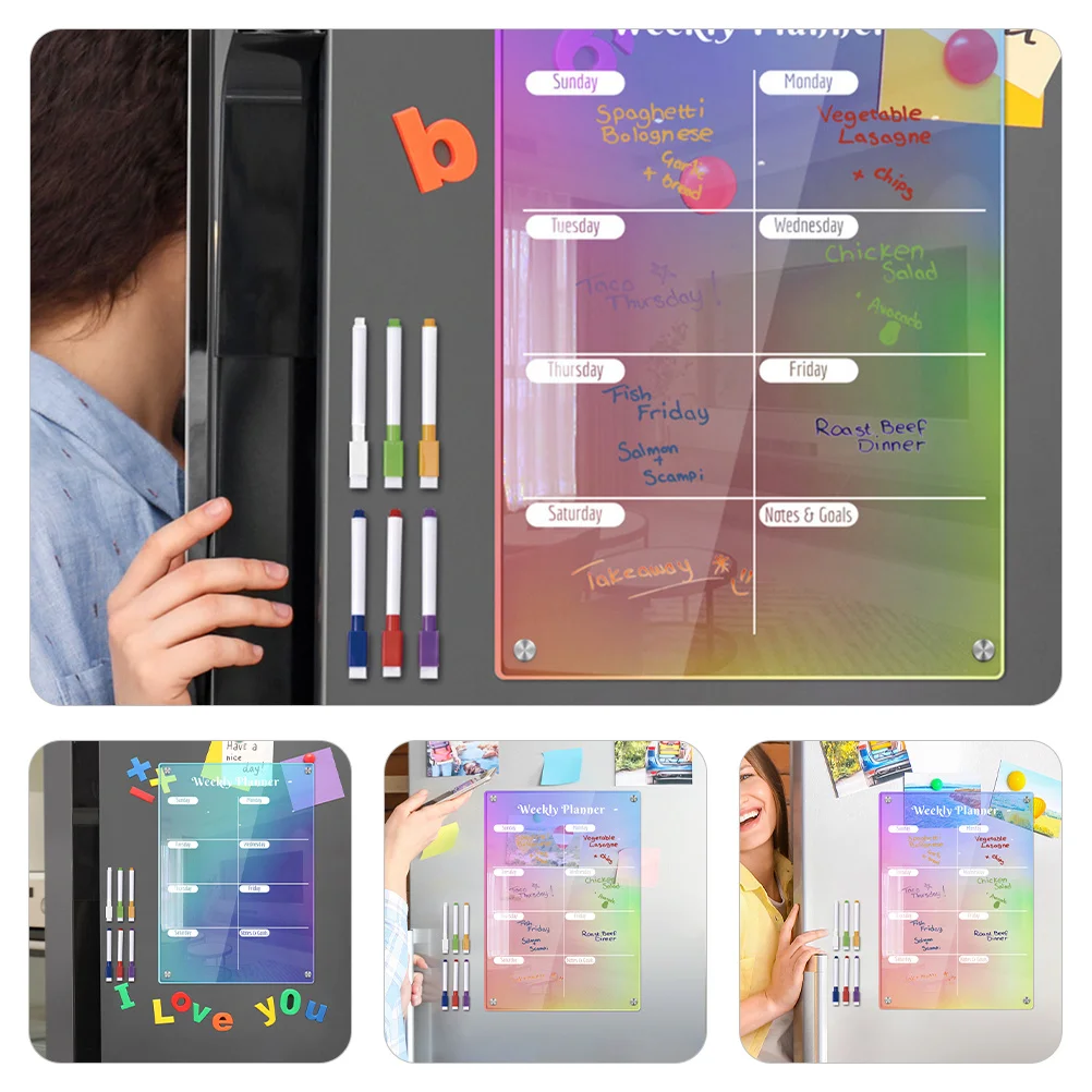 

1 set Magnetic Dry Erase For Fridge Acrylic Planning Board Kitchen Writing Board Small Schedule Organizer Home Supply Printing