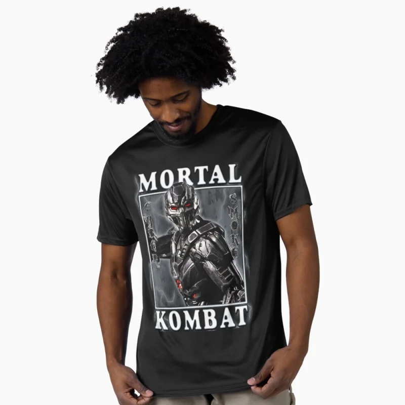 Triborg Cyber Smoke 90's Mortal Kombat Gift tee for gamer 100% cotton printed Men's Short Sleeve Graphic T-Shirt All size tops