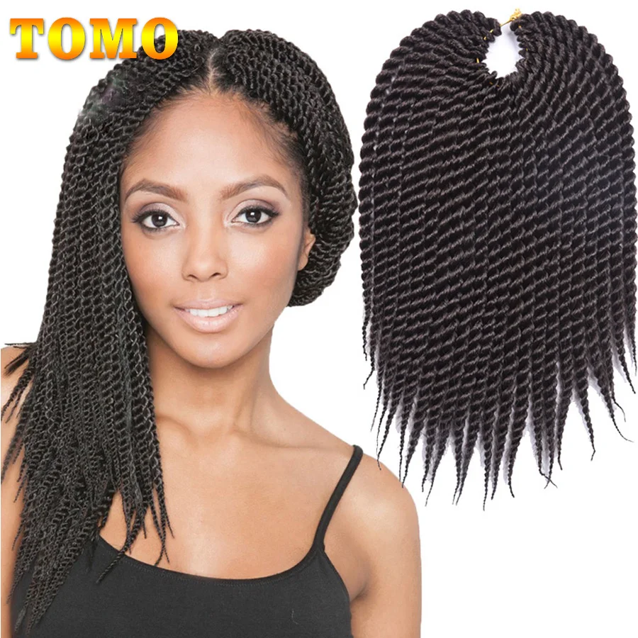 TOMO 12 14 18 22 Zoll Senegal Twist Crochet Braids Haar Ombre Medium Pre-Looped Synthetische Flechten Haarverlängerungen für Frauen