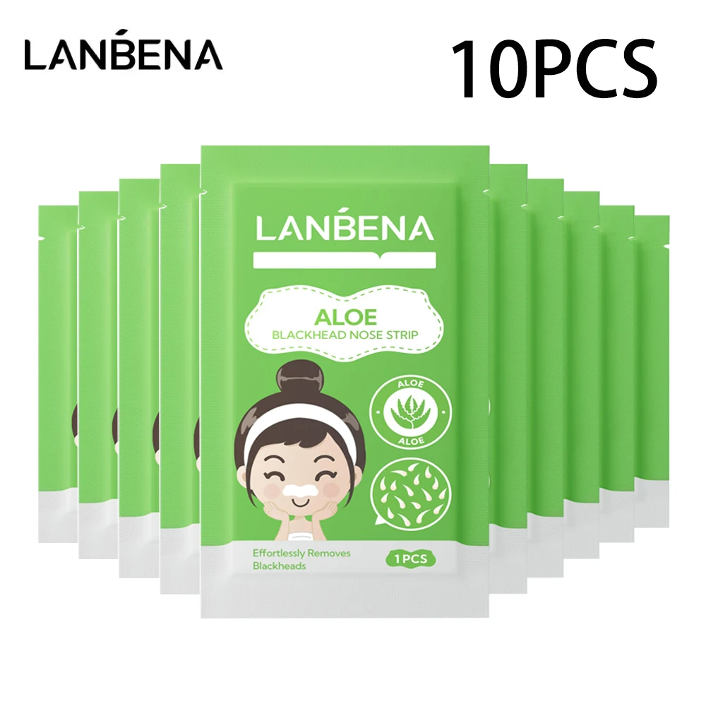 

LANBENA Aloe Deep Cleansing Blackhead Nose Strips Removal Degreasing Unblock Shrink Pores Repair Skin Cleaning Care 10Pcs