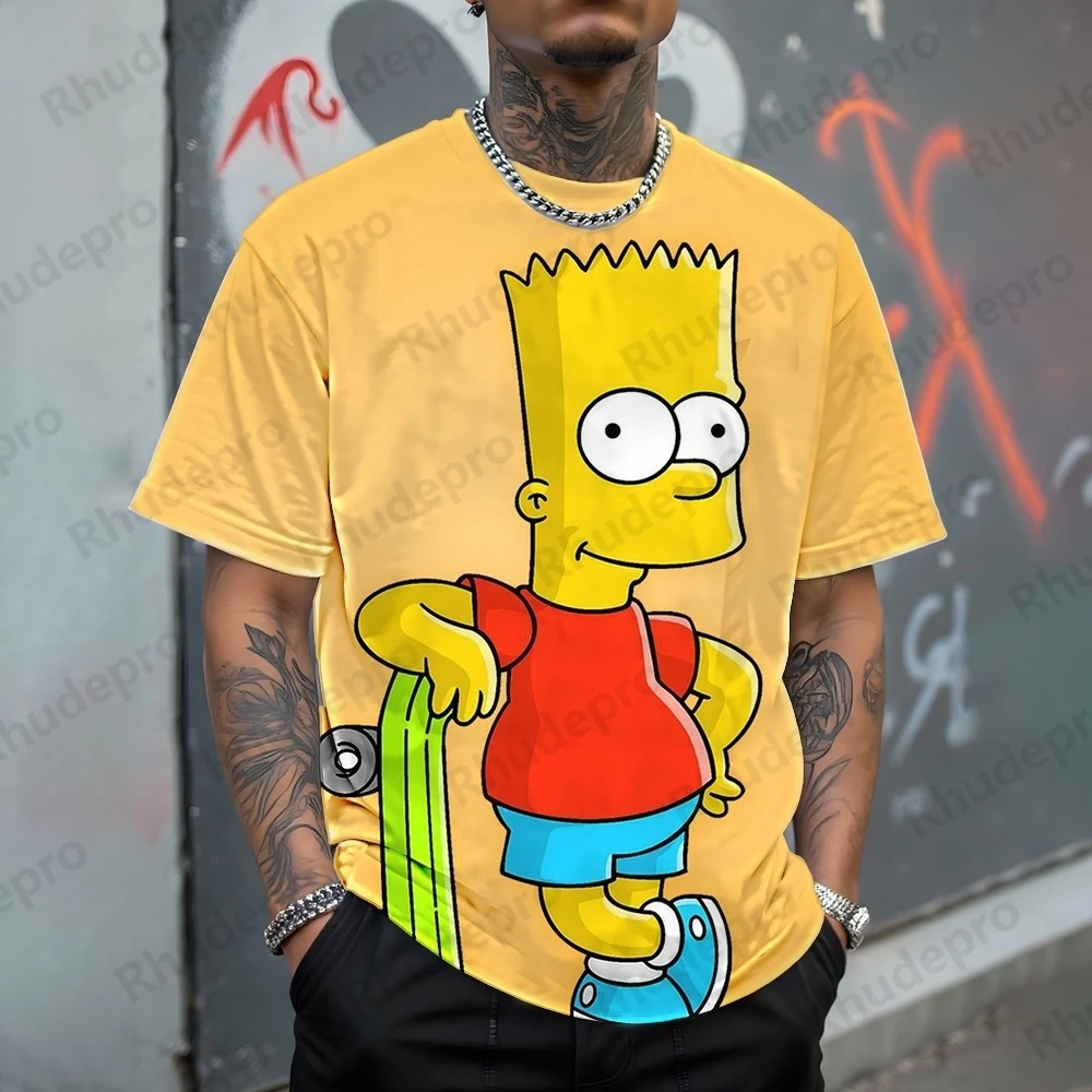 

Disney 2025 New Trend The Simpsons family Print Boys Summer Harajuku Casual All-match Fashion Round Neck Short-sleeved T-shirt