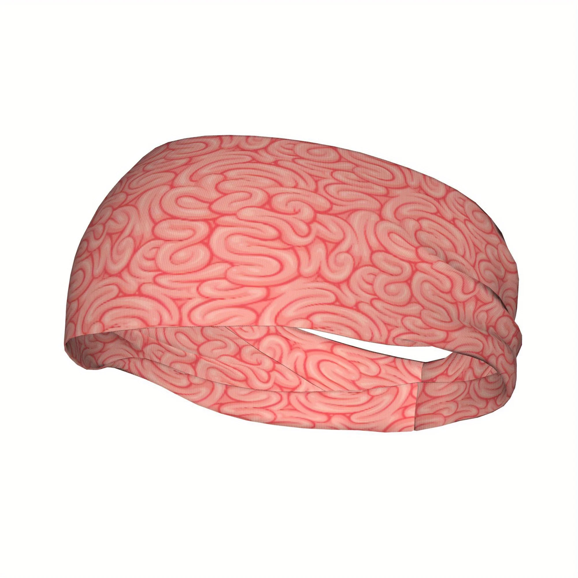 

Novelty Brain Pattern Print Headband Sweat Absorbent Sports Hairband for Running Yoga Fitness Elastic Non-slip Halloween Party