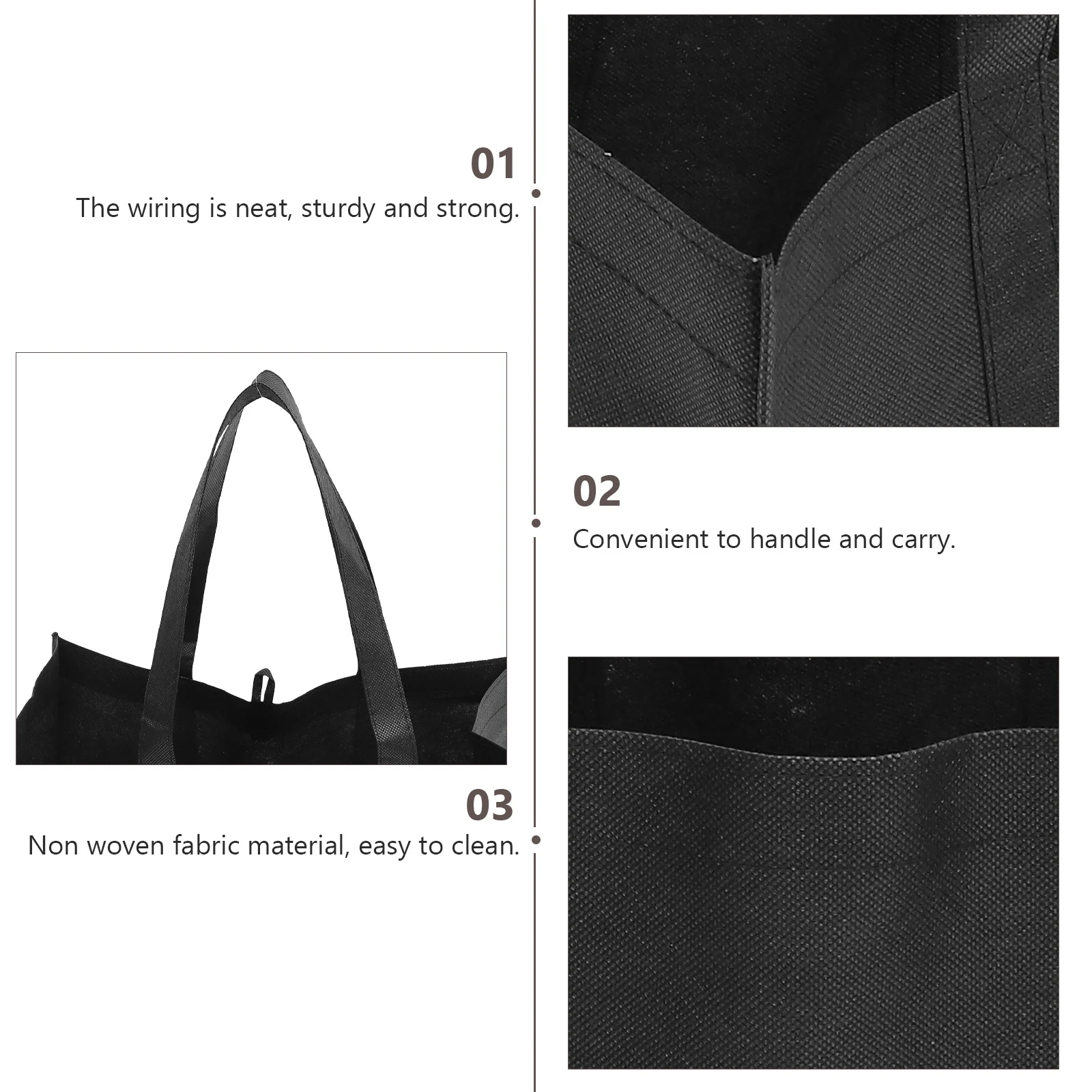 

3Pcs Reusable Large Shopping Bags Foldable Grocery Tote Non-Woven Fabric Lightweight Portable Bags Non-Woven Fabrics Gift Bag