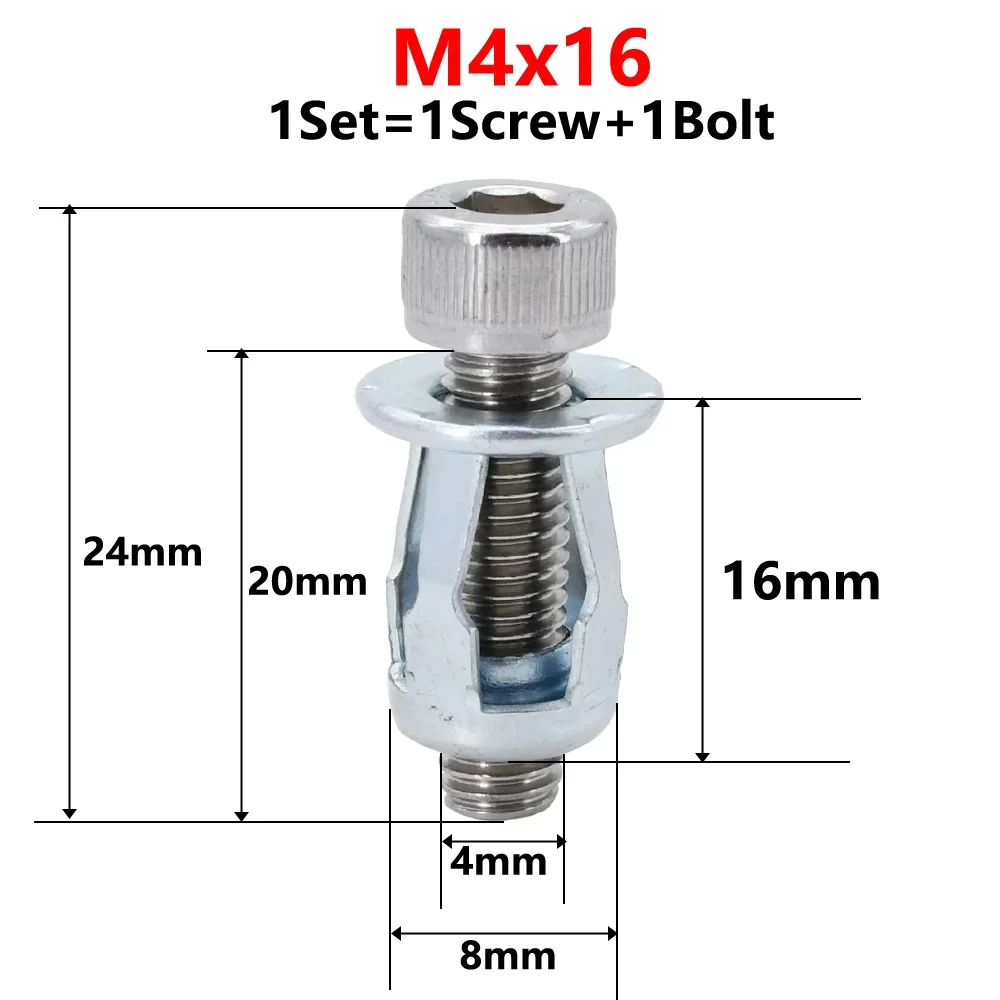 M4 M5 M6 M8 Petal Shape Metal Rivet Nut Screw Bolt Set Expansion Jack Nuts Rivetnut Hexagon Screws Panel License Fix Clamp Lock