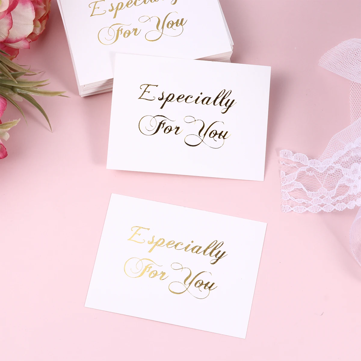 

50pcs Wedding You Cards Gold Embossed Greeting Cards For Party Wedding Invitations Letter Event Notes Blank Back Design