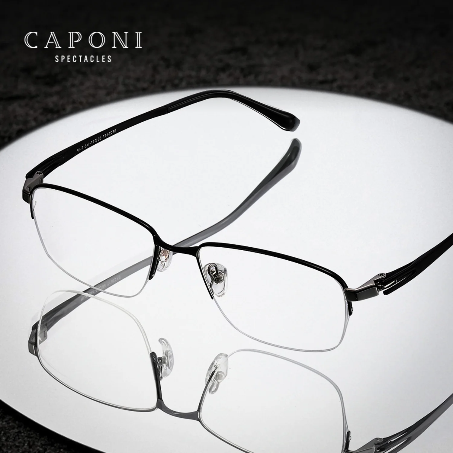 CAPONI Glasses Frame Men Titanium Alloy Light Weight Computer Anti Blue Light Glasses Original Photochromic Eyes Glasses J23617