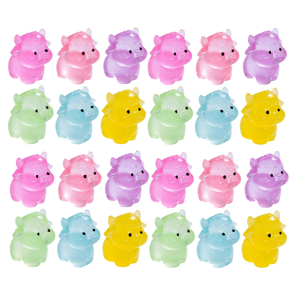 

24Pcs Glow in The Dark Miniature Cows Resin Luminous DIY Micro Landscape Decor Fairy Garden Ornaments Home Office Room