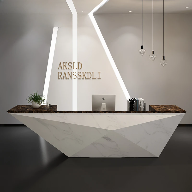 Front desk, reception desk, beauty institution, cash register, bar counter, commercial modern simple baking paint image 2