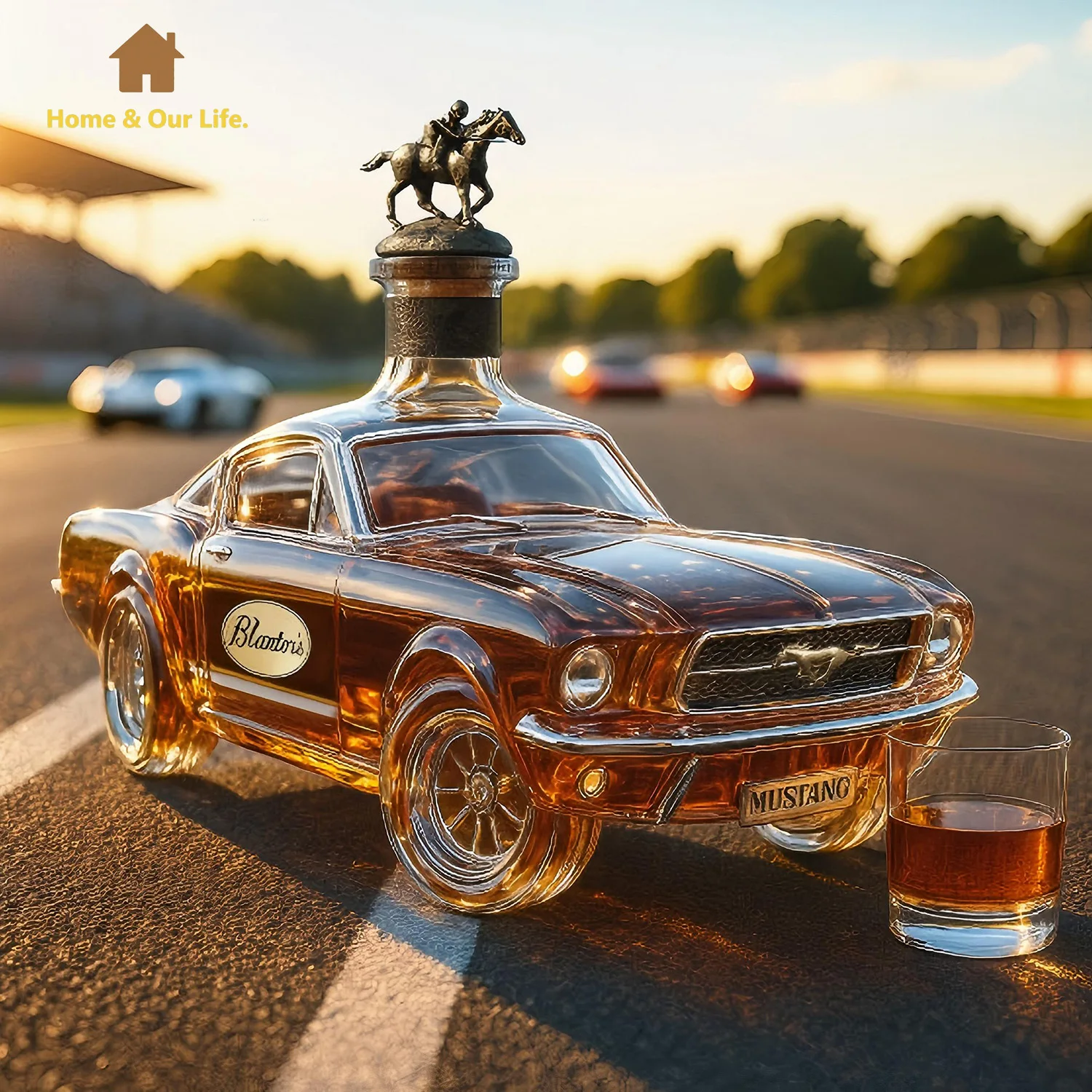 

1965 Ford Mustang Whisky Bottle - Vintage Style Alcohol Beverage Container with Classic Car Design
