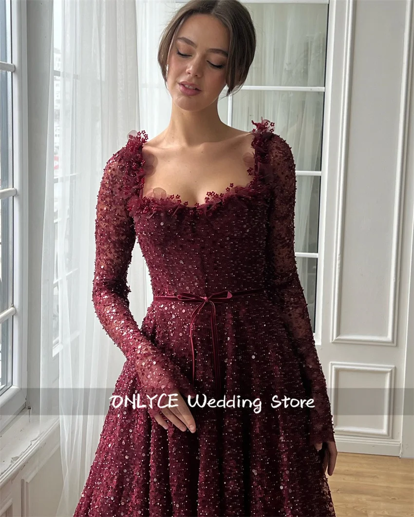

New Design Burgundy Evening Dress 2025 Luxury Crystals Beading Prom Party Wedding Party Gowns Vestidos Customized