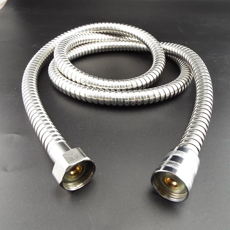 Flexible Shower Hose 1m/1.5m/2m Long Plumbing Hoses Stainless Steel Chrome Bathroom Accessories Water Head Showerhead Pipe
