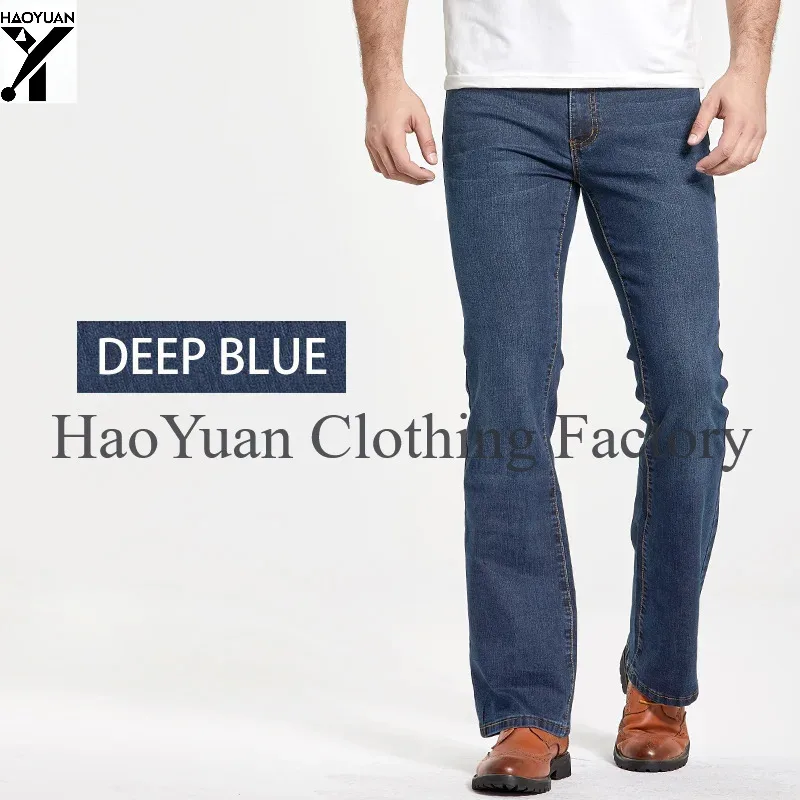 Men's Boot Cut Jeans with Elastic Fashion Moderate Micro Pull Fit Slim Fit Blue Black Pants Designer Classic Men's Stretch Jeans