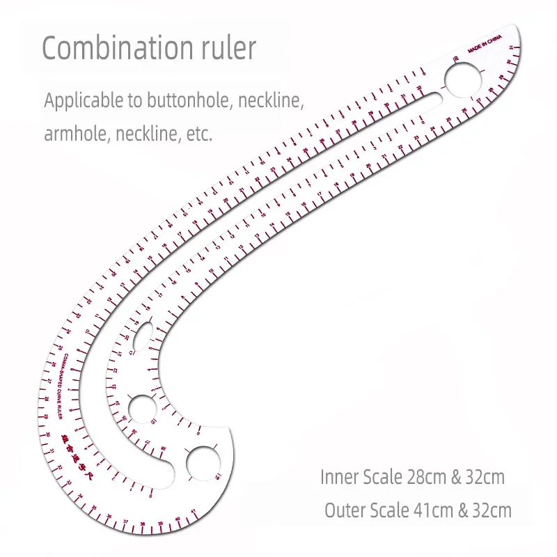 Used for Pattern Making Drafting Transparent Plastic Fashion Designer Empire Sewing Ruler and French Curve Ruler Pieces Assemb