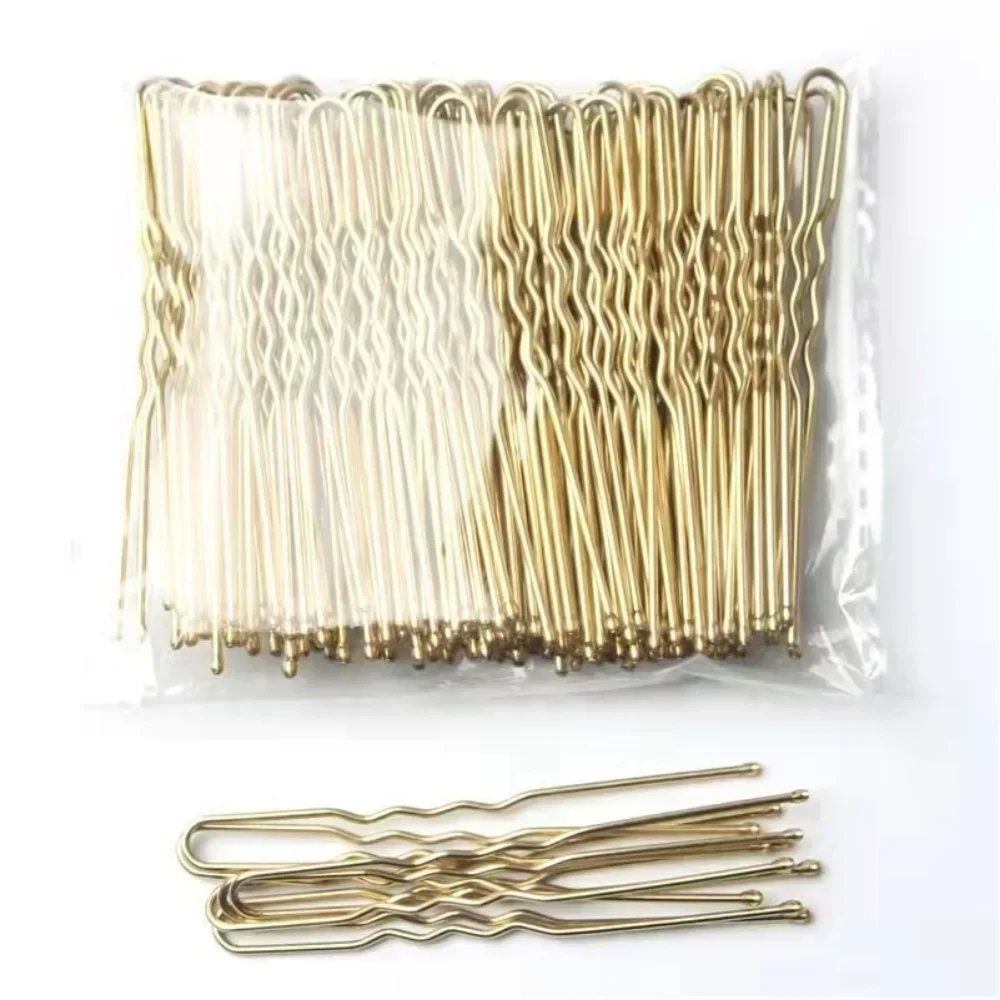 50Pcs 5cm Women\'s U Shaped Hairpins Waved Hair Clips Metal Bobby Pins Barrette Bridal Hair Pins Hairdressing Hairstyle Tools