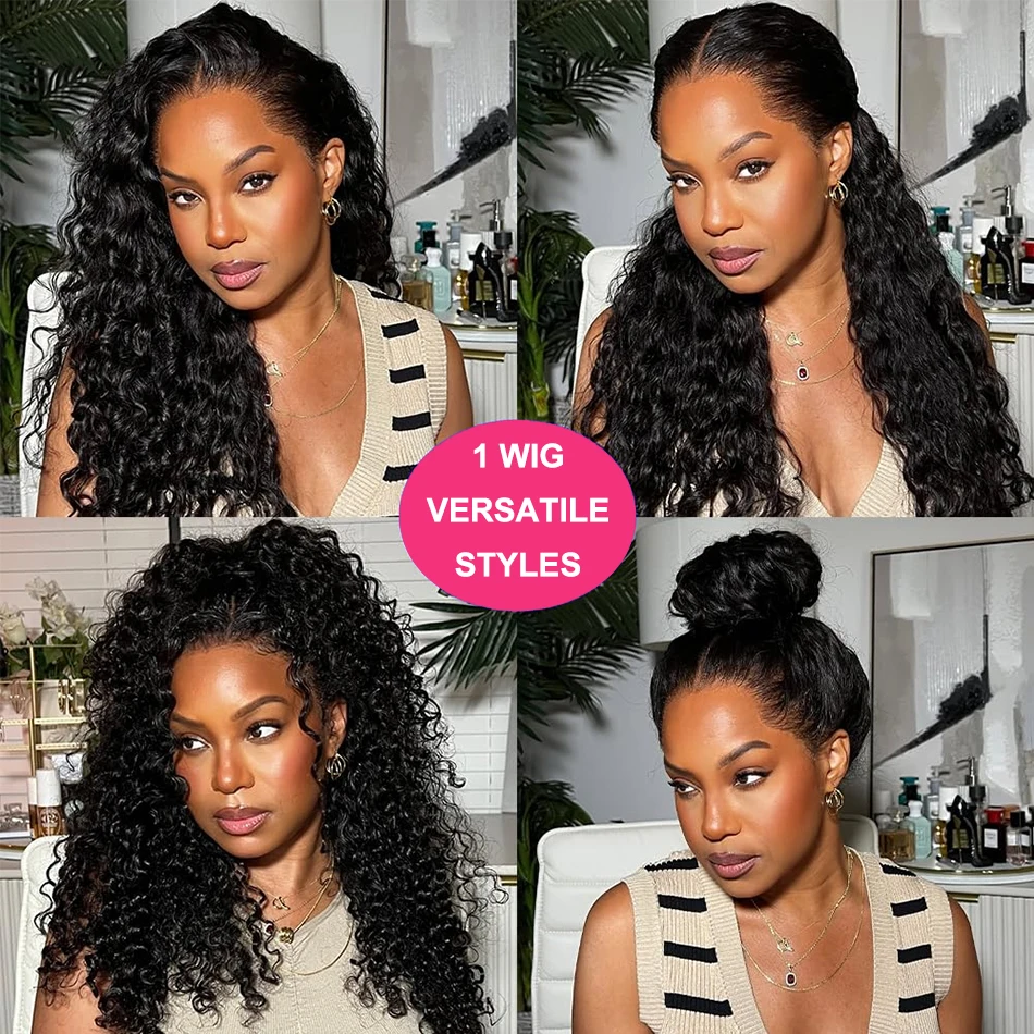 اللون الطبيعي شعر الإنسان عميق مجعد حزام غير مرئي 360 HD شفاف كامل الدانتيل الباروكة الأمامية 13x4 الدانتيل الجبهة الباروكات للنساء