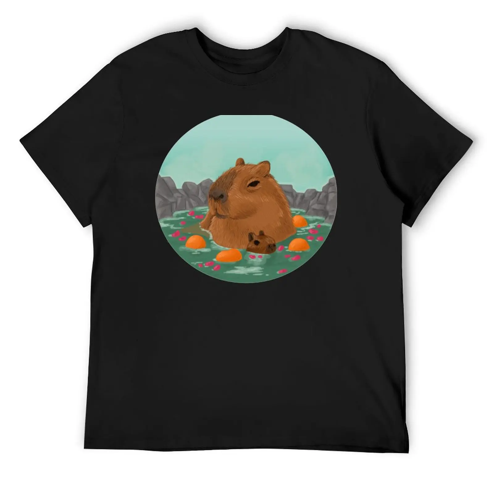 Capybara Spa T-Shirt oversized kawaii clothes custom shirt heavyweights cotton t shirt men