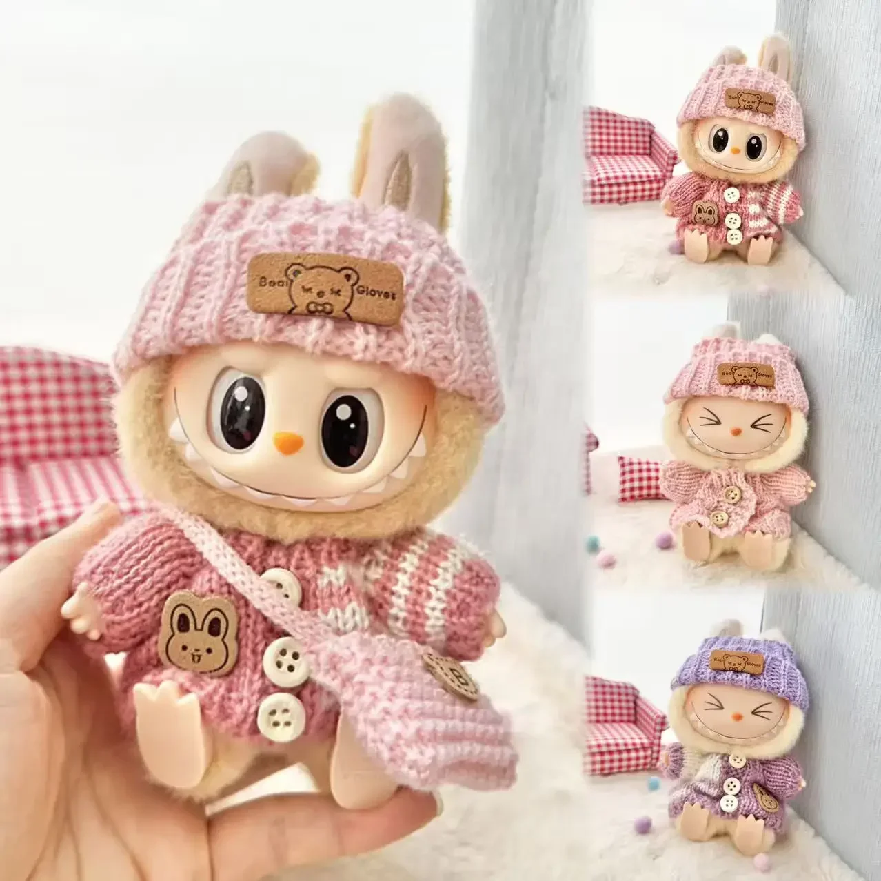 

Labubu 17cm Clothes II Idol Dolls Sitting Party The Monster Outfit Accessories Clothing Kids Gift Cute Sweater And Bag YF15D