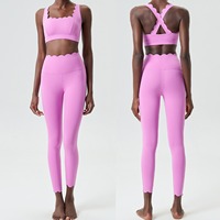 Yoga Clothing Sets Women High Waist Leggings&Shockproof Top Two Pieces Stretchy Fitness Exercise Tracksuits Workout Sportswear