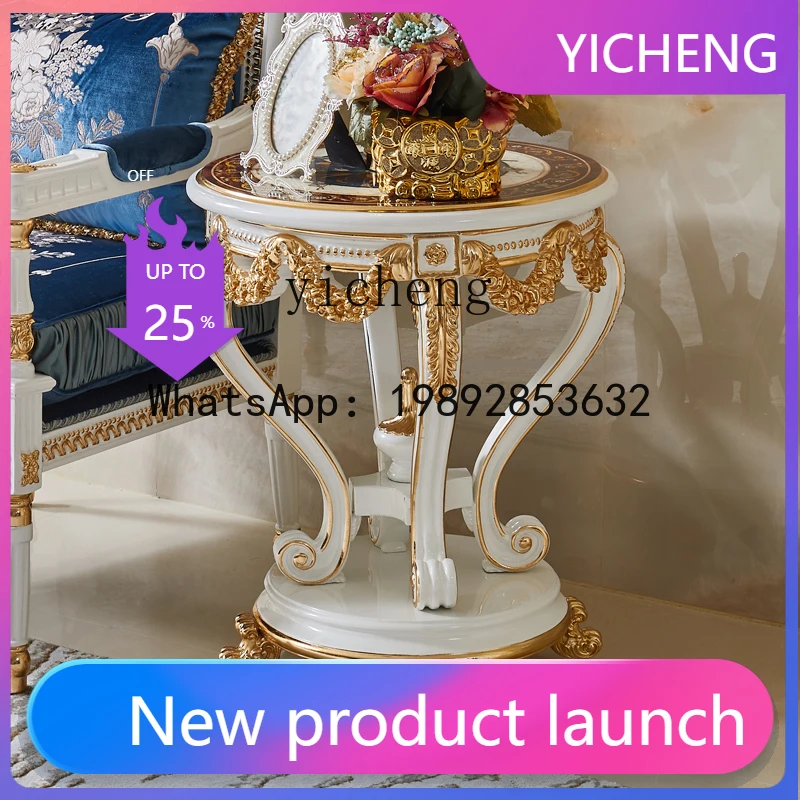 

luxury living room solid wood carving flower shell corner few phone parquet wood surface