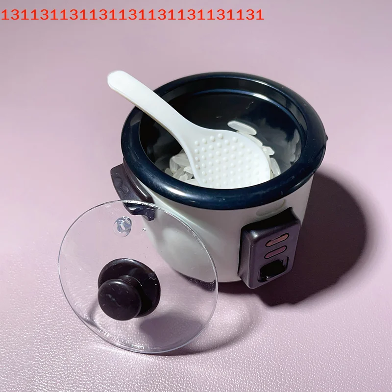 2pcs Toy Set for Dollhouse - Miniature Rice Cooker and 4cm Simulated Spoon.
