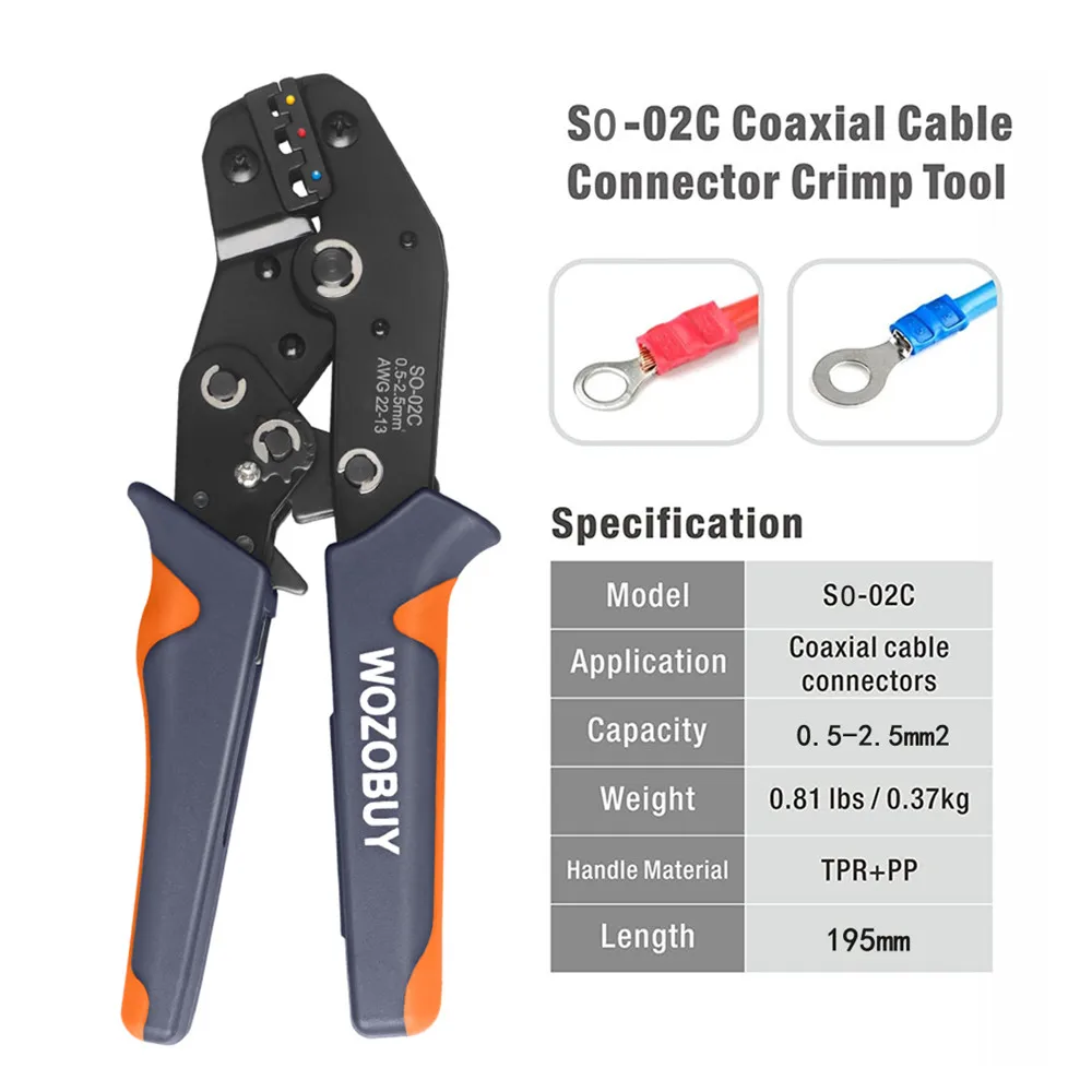 WOZOBUY Crimping Pliers Set Wire Crimper Crimping Tools Ratcheting SN-02C Insulation Terminals Electrical Clamp Min Tools