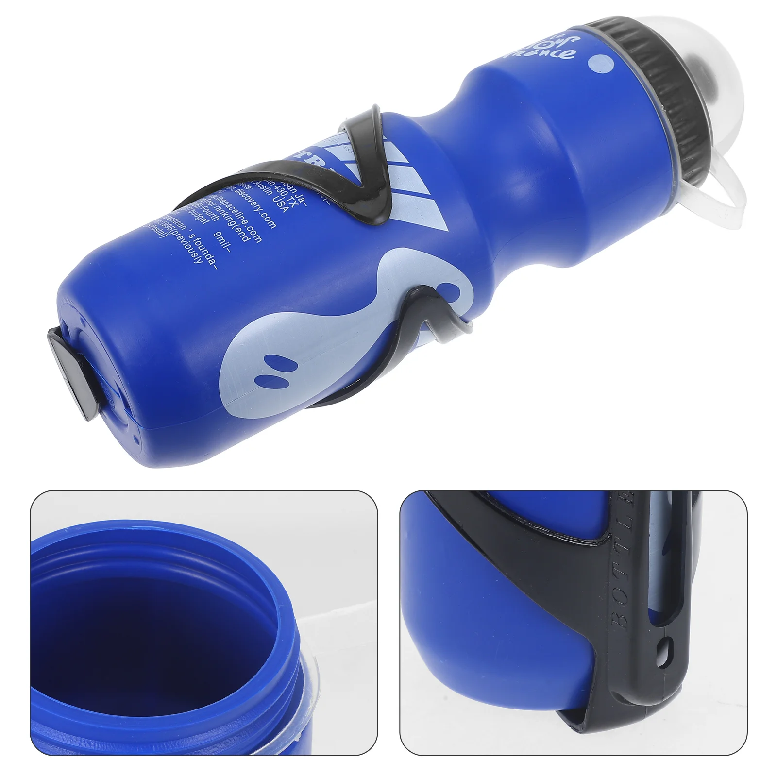 

Bike Cycling Outdoor Sports 750ml Water Bottle with Holder Cage Rack (Blue+Black)