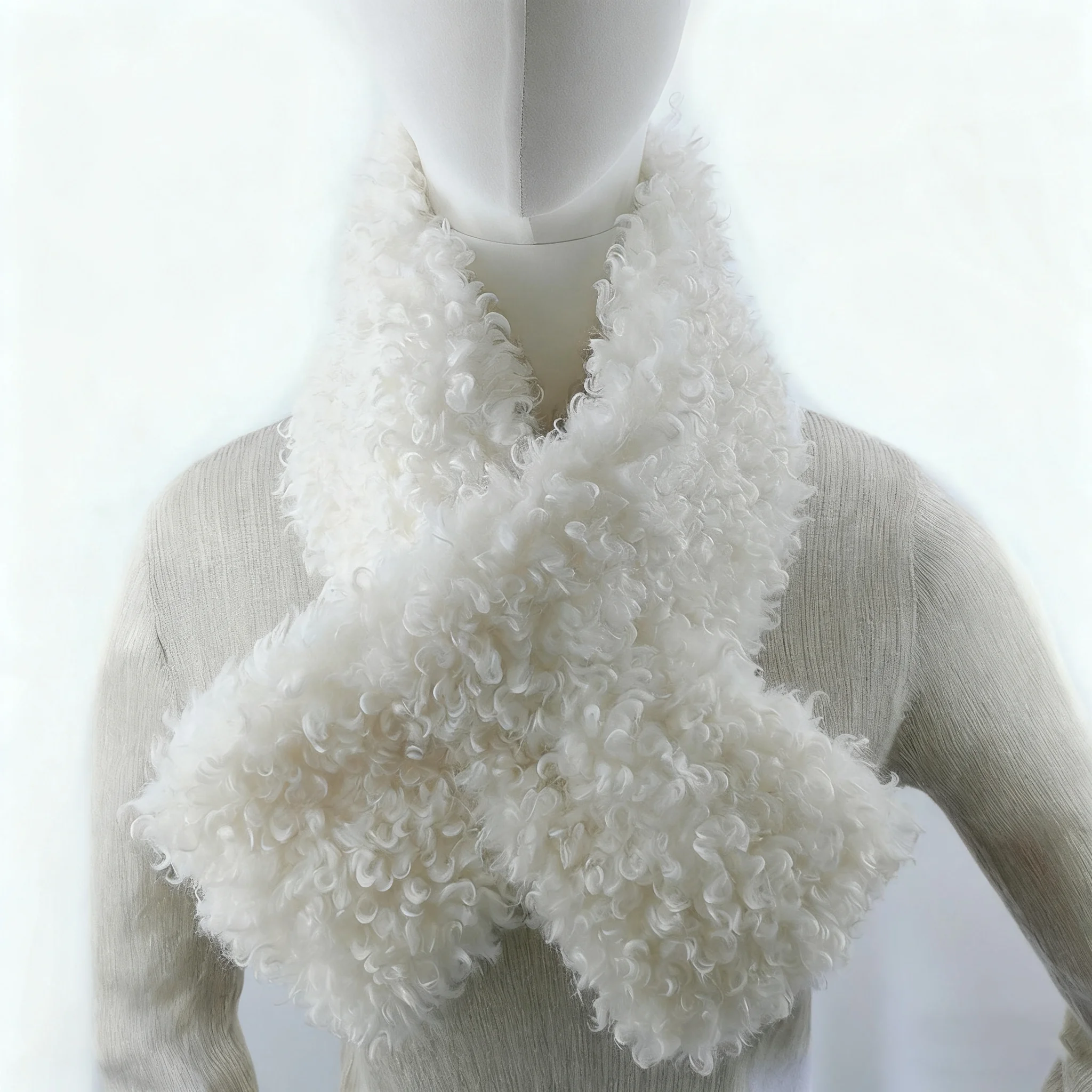 Winter Imitation Lamb's Wool Cross Solid Colour Scarf Female Plush Warm Hundred Matching Scarf Sweet Cute Knitting Couple Scarf