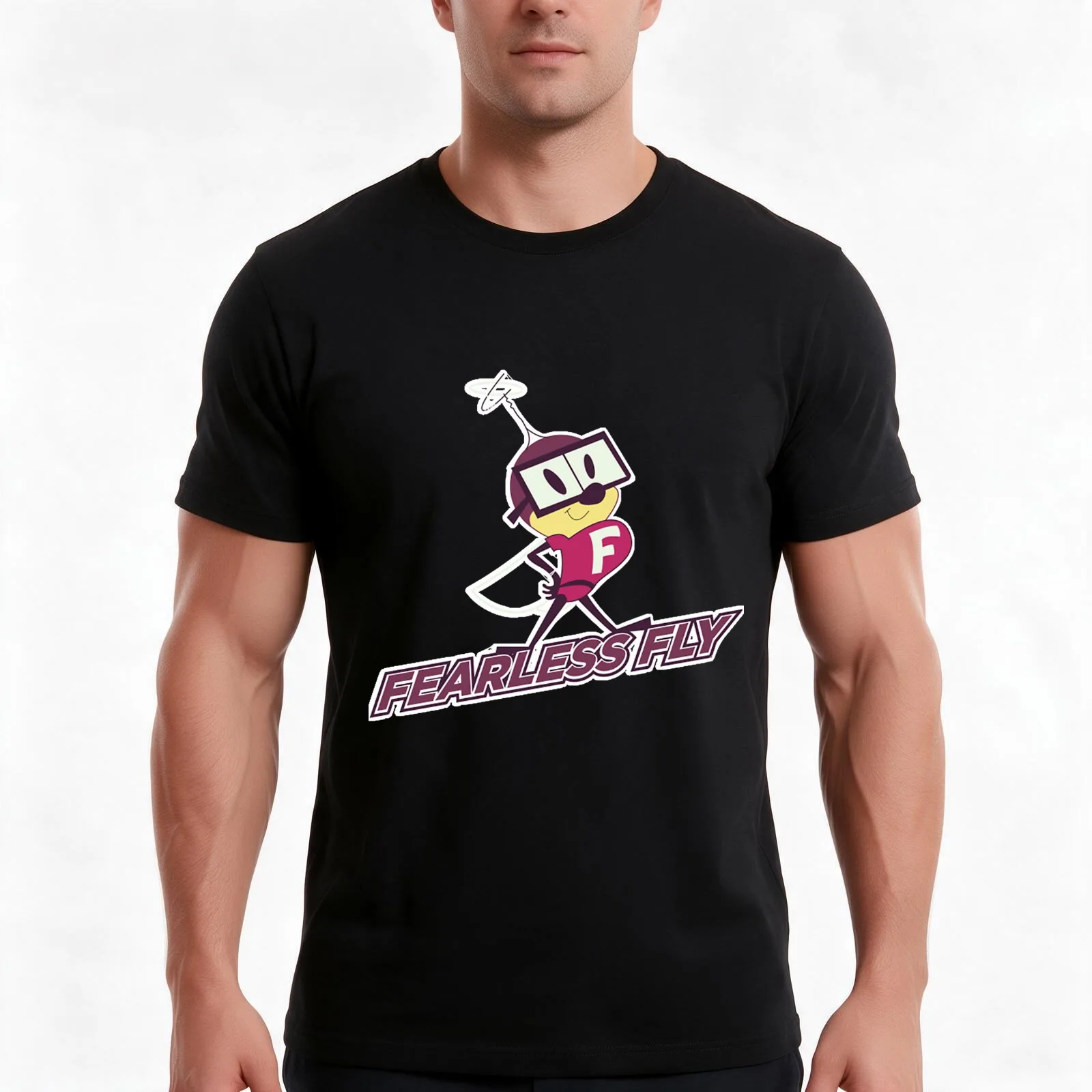 Fearless Fly T-Shirt, Summer Casual Cotton Tee, Oversized Streetwear Tops, Vintage Graphic Print, Loose Fit Short Sleeve