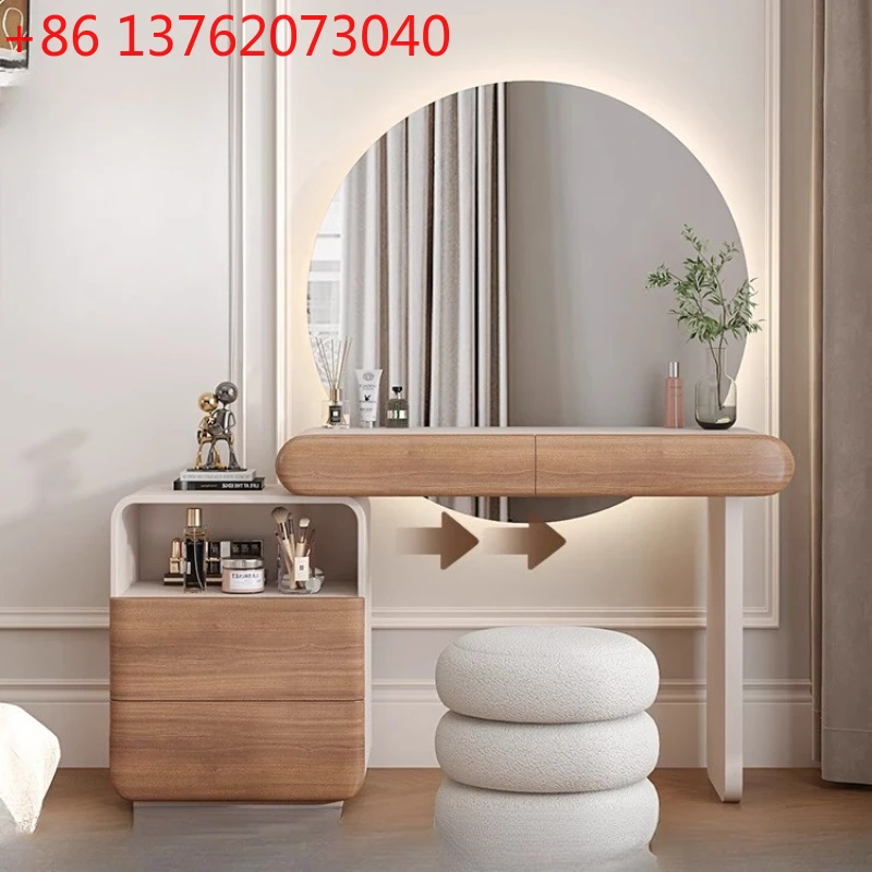 Silla con espejo, tocador con cajones, tocador nórdico blanco para adultos, armario organizador para dormitorio, muebles de tocador