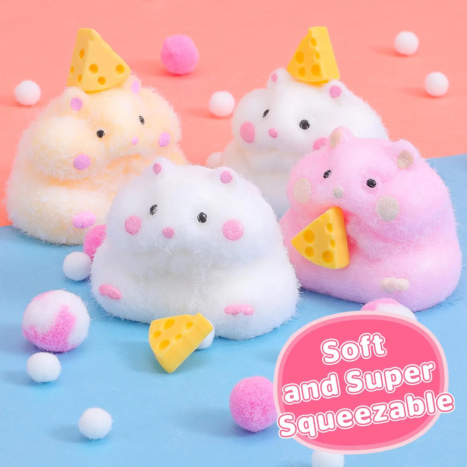 1 pc Squishy Hamster Squeeze Toys,3inch Big Cute Soft Hamster Squishy Toys,Stress Relief Squishies for Party Favors, Pinch Family, Fidget Toys Suitable Adults And Tenns