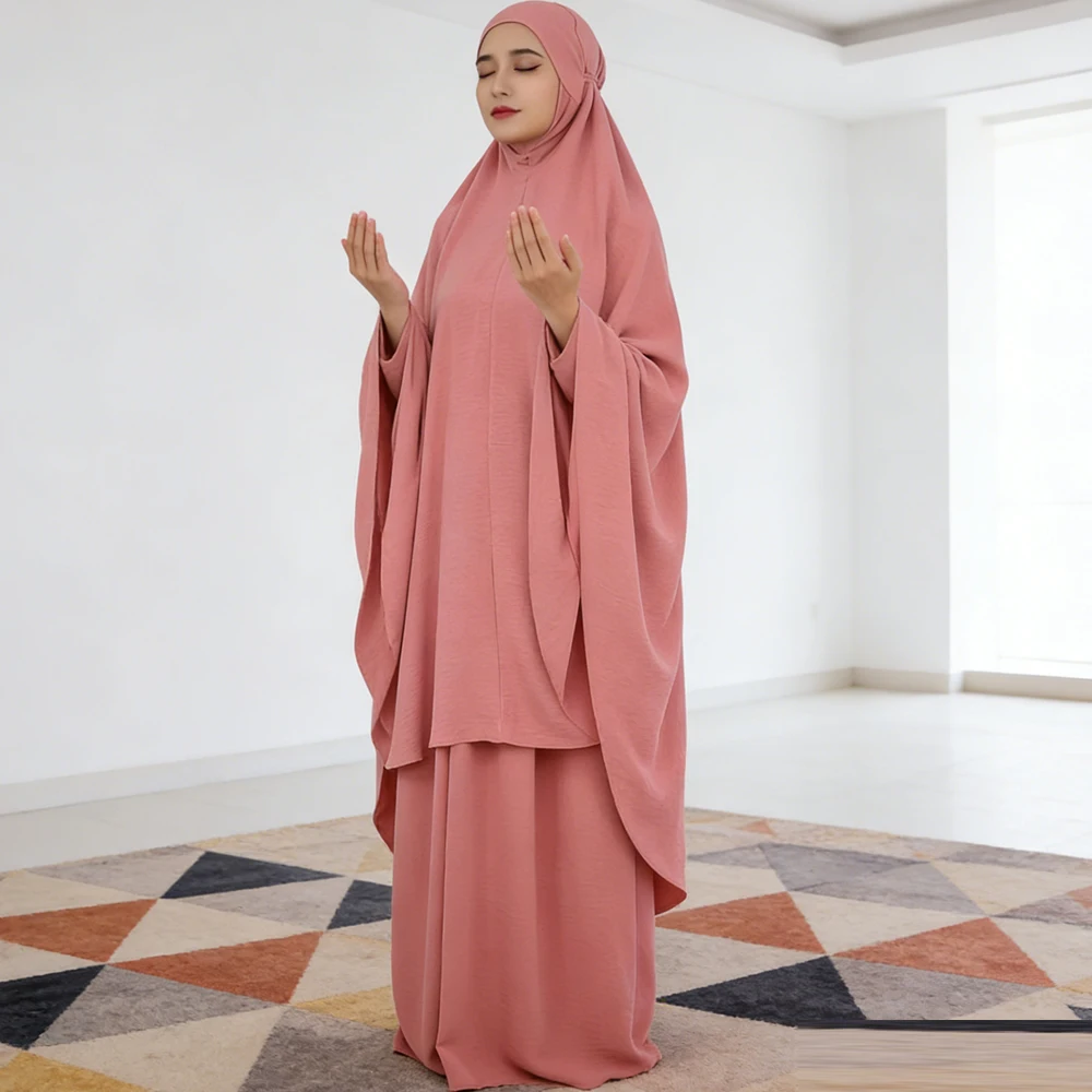 

Комплект из 2 предметов: химар, мусульманское молитвенное платье, джеллаба, макси-платье, накидка с капюшоном, юбка, костюм, турецкий, арабский, исламский, бурка, никаб, абайя