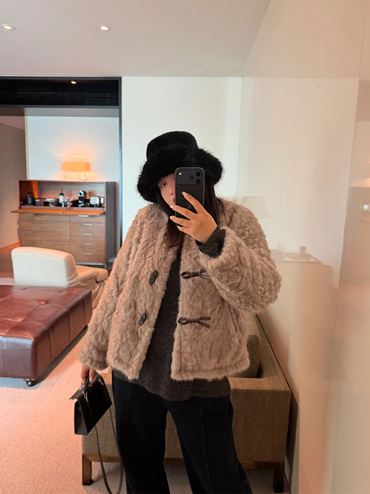

Pencil XiaoXin Large Size Women's Winter Jaet Warm Furry Buttoned Leather And Fur Inteated Casual Sle Spring