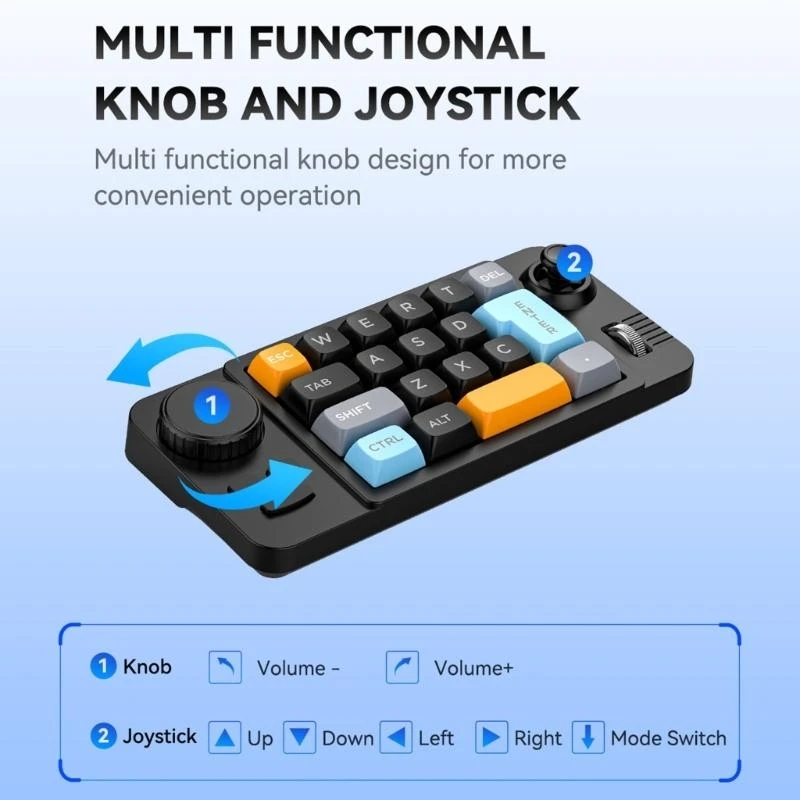 U55B 19 Color Gaming Keyboard Programmable Joystick Double Macroed Wheel Hot Swappable Switches Space Saving