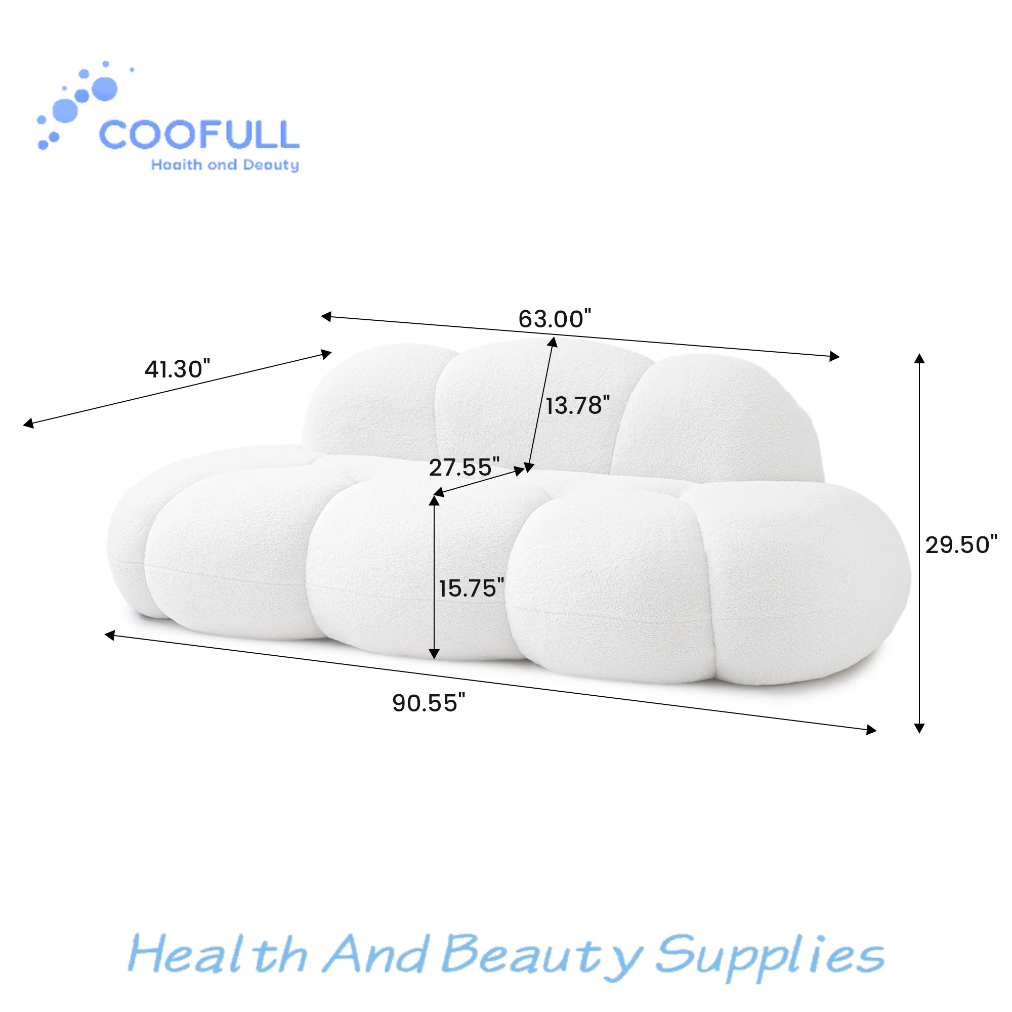 Coofull Nordic Sofa Set Living Room Apartment Vacuum Compressed Floor Lounge Couch Beige Lamb Boucle Fabric Cloud Shape Sofa