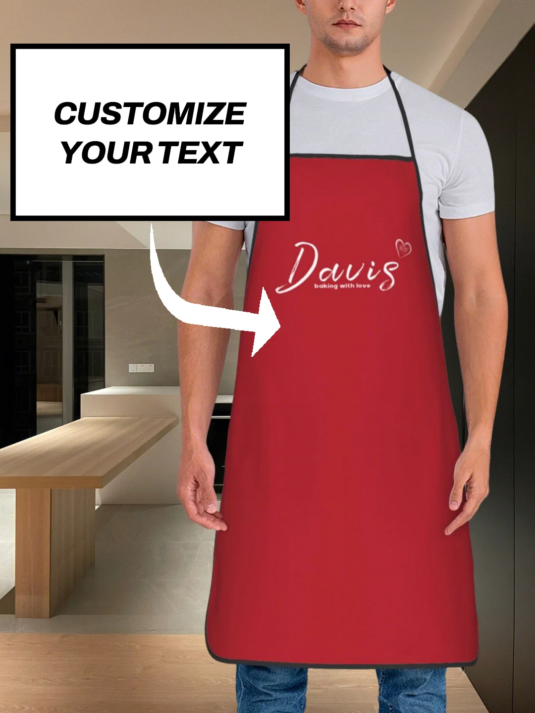 مخصص طباعة النص الرجال المطبخ المئزر التوقيع مآزر المطبخ المنزل الخبز الملابس عيد ميلاد سعيد
