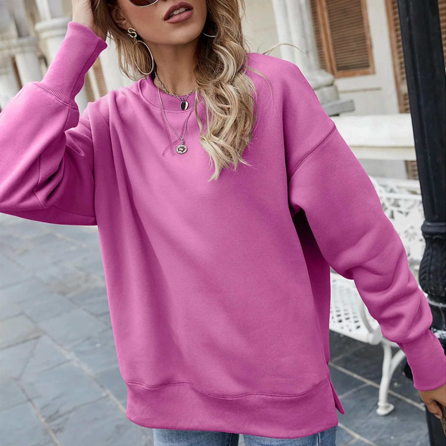 Women's Fall Fleece Sweatshirt Clearance - Plush Pullover Sweater view 4