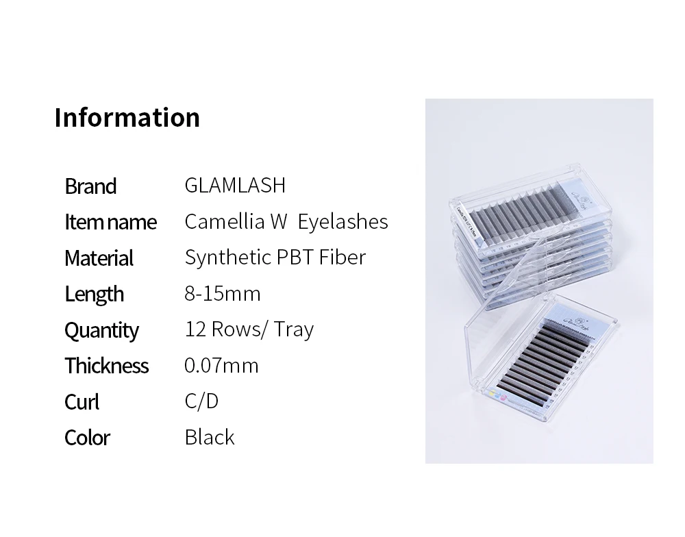 GLAMLASH C/D/L/LU/M Camellia 4D 5D W Wimpernverlängerung Großhandel vorgefertigtes Volumen 12 Reihen W-Stil Einzelwimpern natürlich weich – Detail 2
