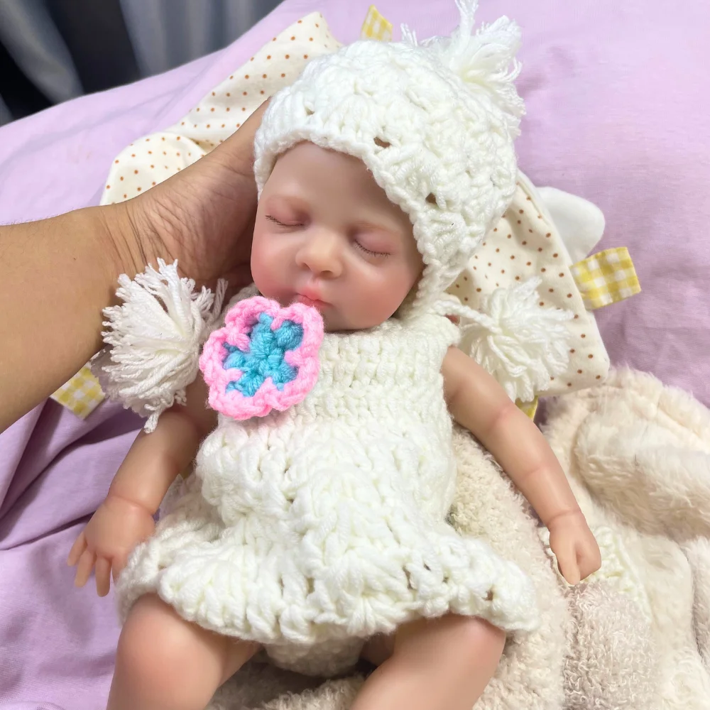 MINI 13 นิ้วตุ๊กตาเด็กทารก Reborn ตุ๊กตา Luna สาวซิลิโคนล้างทําความสะอาดได้นุ่มซิลิโคนแข็งตุ๊กตาวันเกิดคริสต์มาสของขวัญ