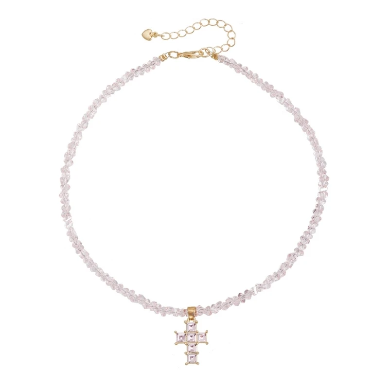 2026 New Compact Design Triangular Crystal Crosses Necklace For Harmonious Outfit Coordination And Social Event